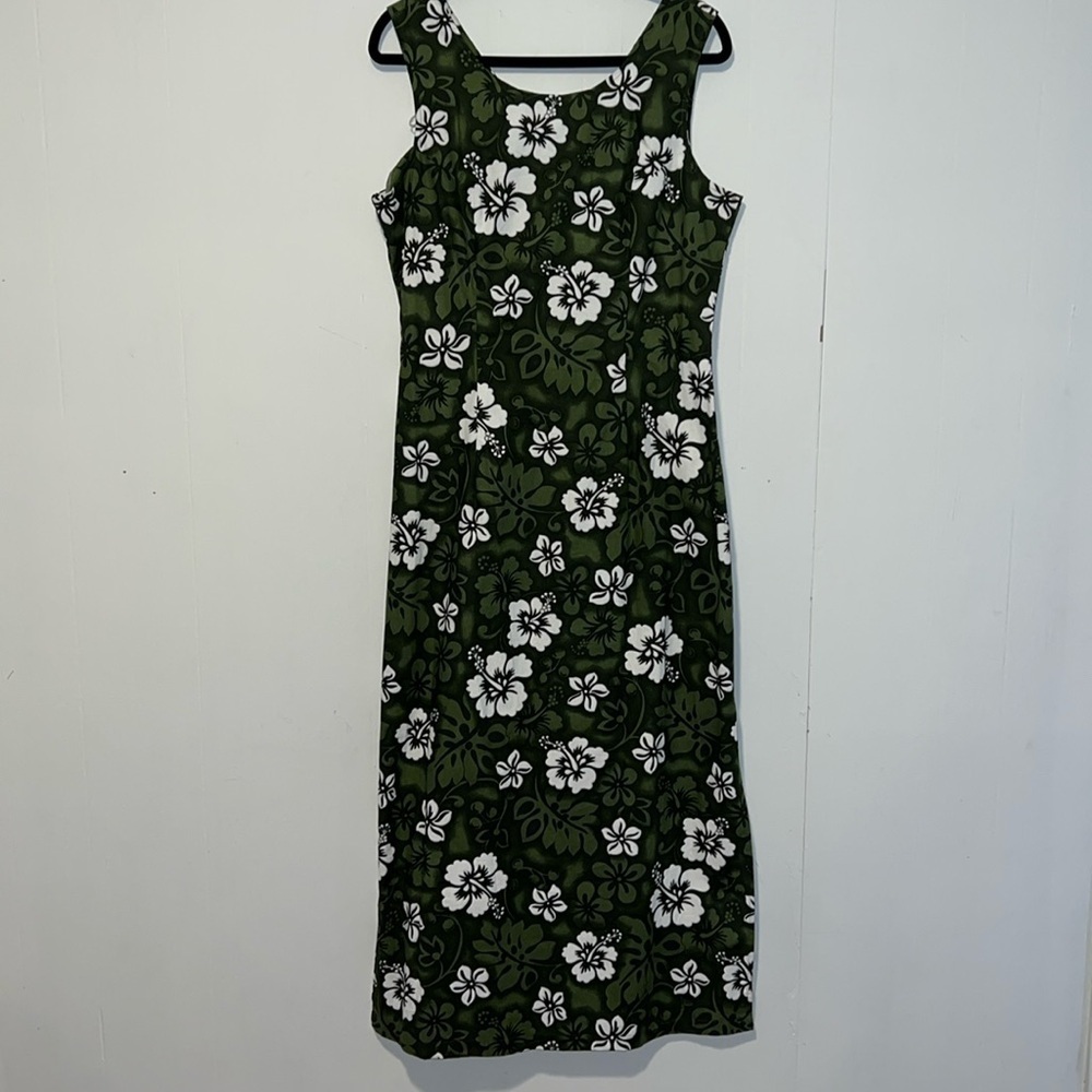 Aloha Republic Green and White Sleeveless Maxi Dress ZZ16